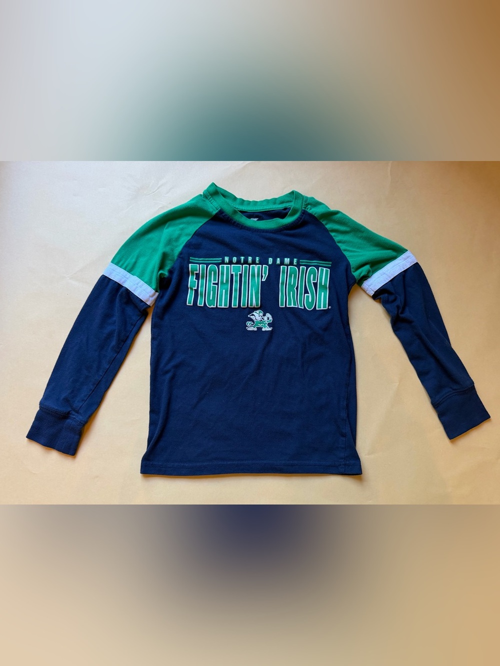 Colosseum Notre Dame Fighting Irish Youth XS 6-7 Long Sleeve Tee Navy Green
